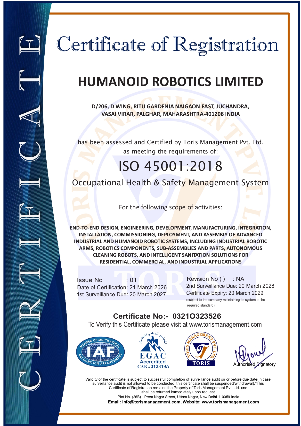 ISO 45001 Certificate